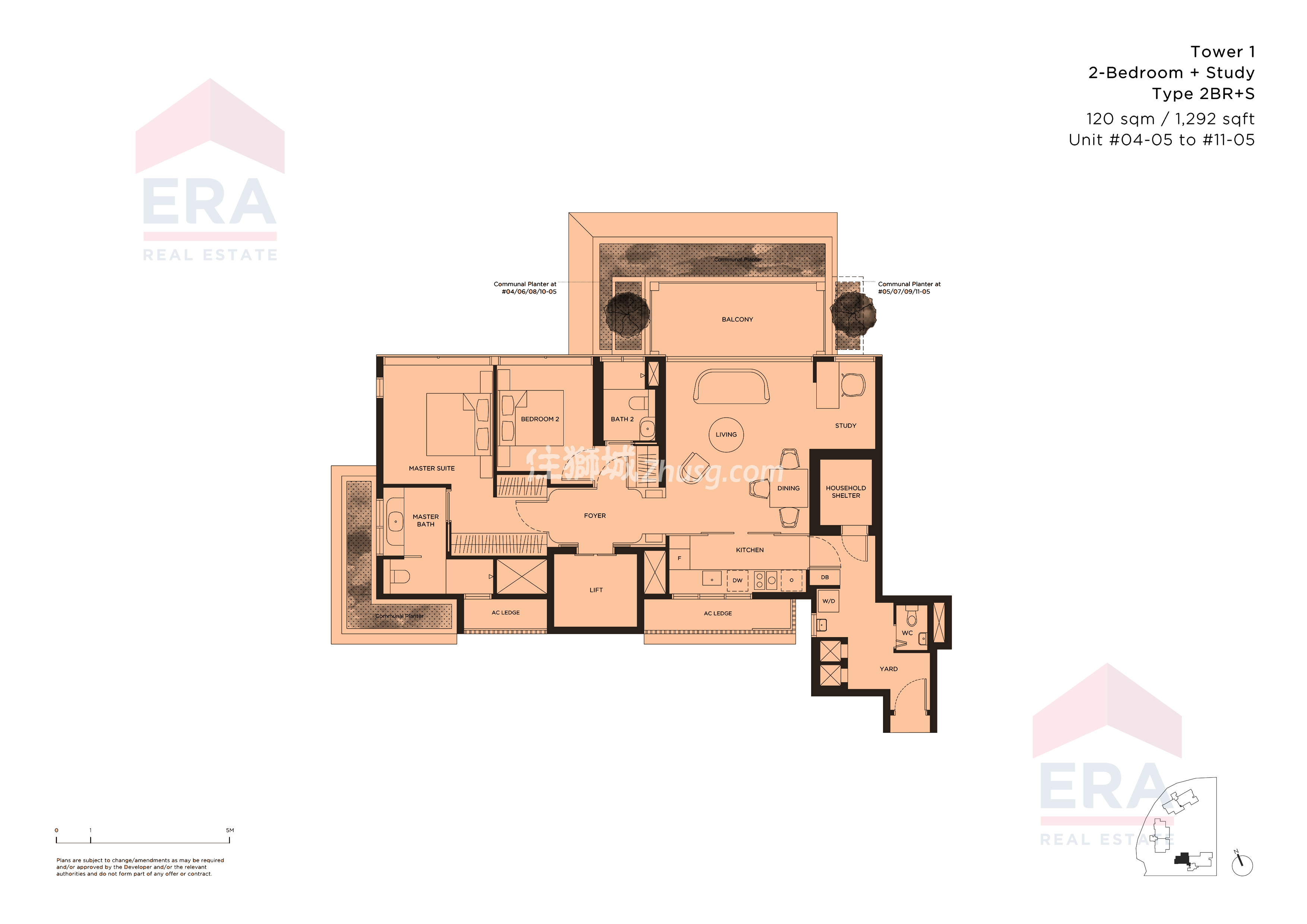 2BR+S两室一厅 书房 私家电梯