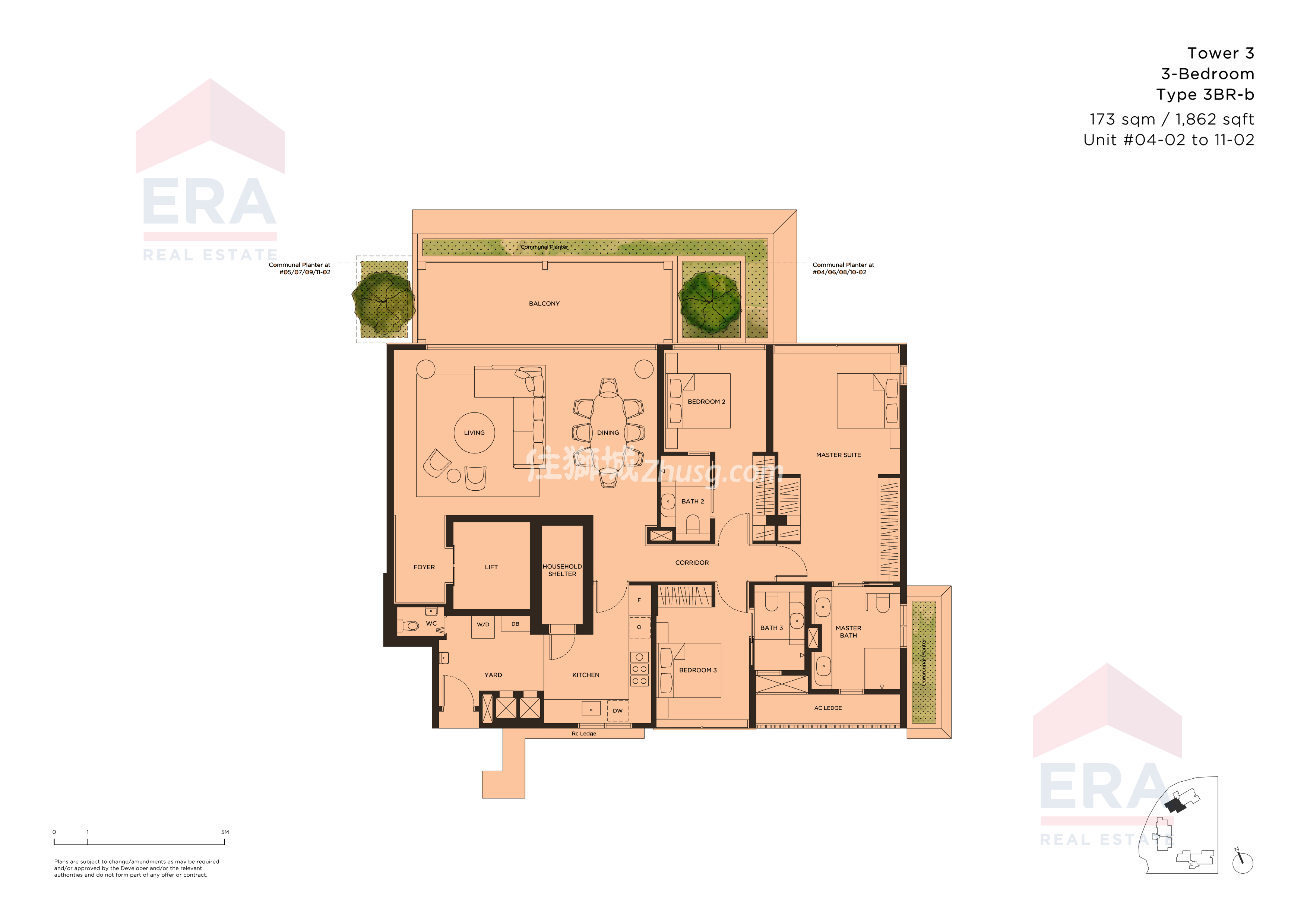 3BR-b三室两厅加私家电梯
