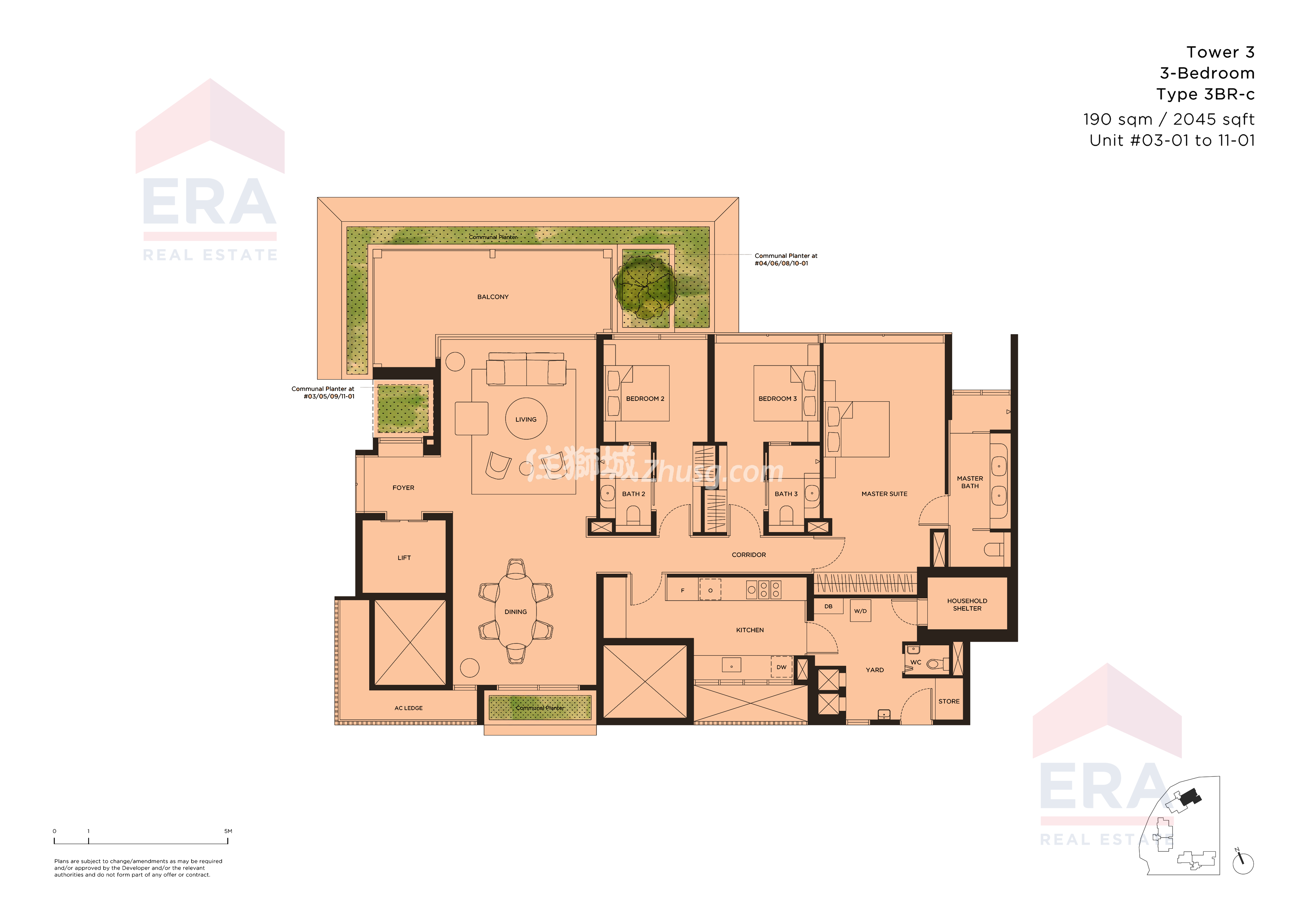 3BR-c三室两厅加私家电梯